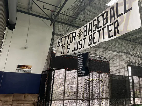 Netted indoor training cages at Better Baseball Training El Dorado Hills
