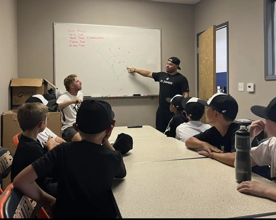 Youth baseball player training inside Better Baseball Training Rocklin